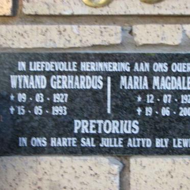 PRETORIUS Wynand Gerhardus 1927-1993 &amp; Maria Magdalena 1928-2004