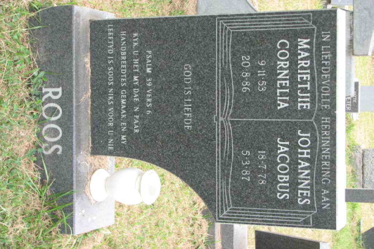 ROOS Marietjie Cornelia 1953-1986 :: ROOS Johannes Jacobus 1978-1987