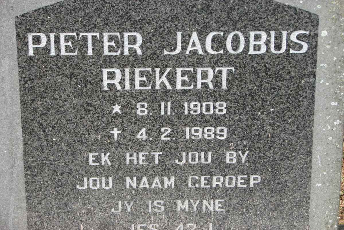 RIEKERT Pieter Jacobus 1908-1989