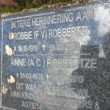 ROBBERTZE F.V. 1919-2003 & A.C. 1930-2013