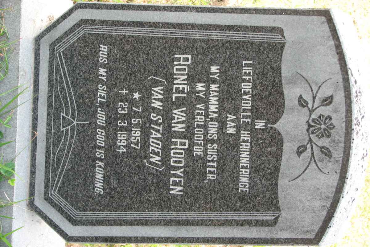 ROOYEN Ronél, van nee VAN STADEN 1957-1994