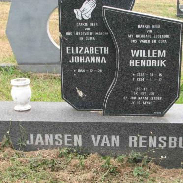 RENSBURG Willem Hendrik, Jansen van 1936-1994 &amp; Elizabeth Johanna 1944-