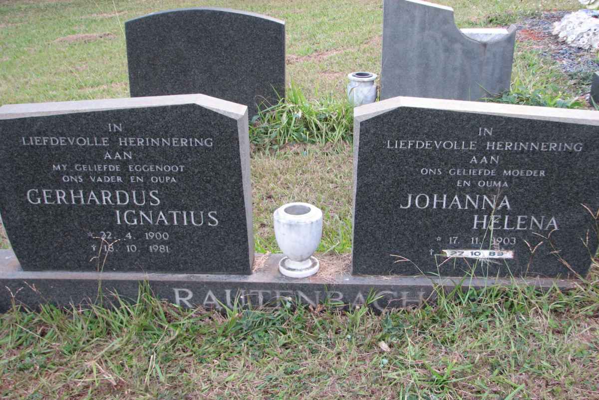 RAUTENBACH Gerhardus Ignatius 1900-1981 &amp; Johanna Helena 1903-1989