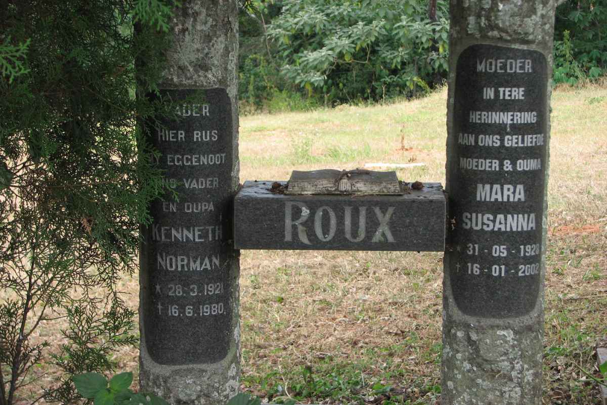 ROUX Kenneth Norman 1921-1980 &amp; Maria Susanna 1921-2002