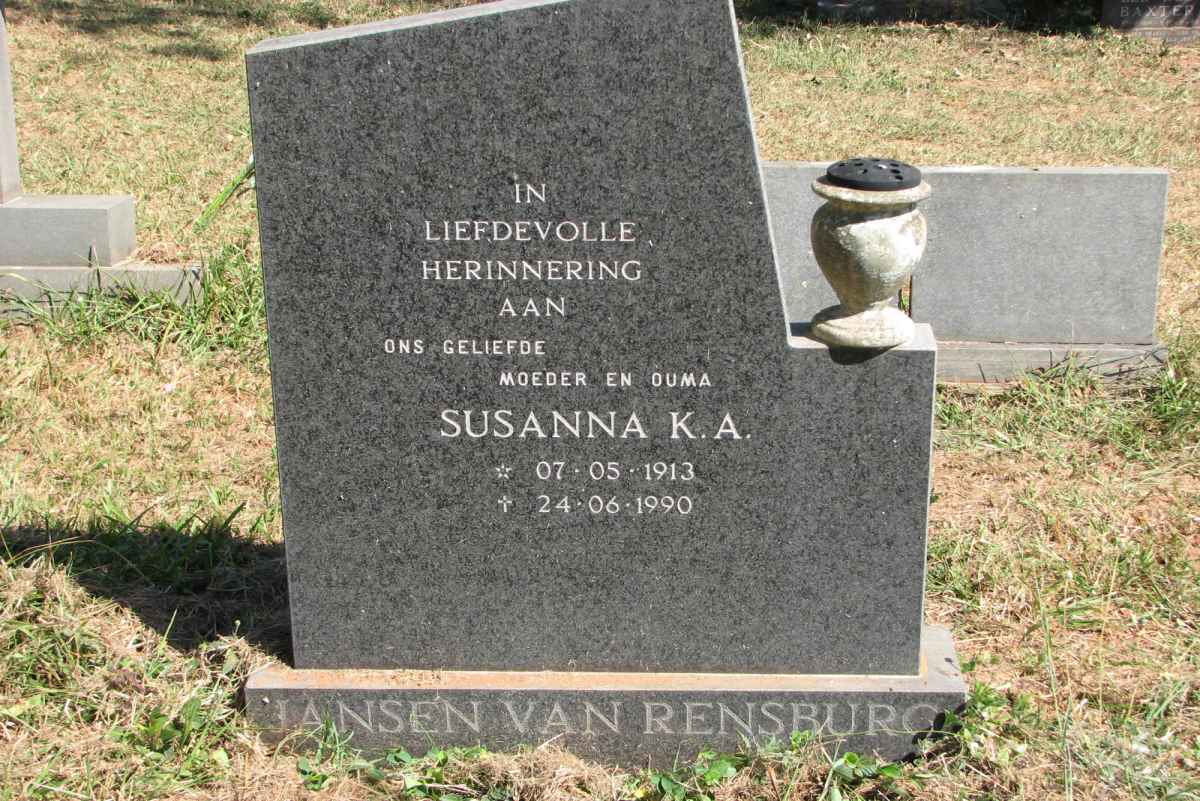 RENSBURG Susanna K.A., Jansen van 1913-1990