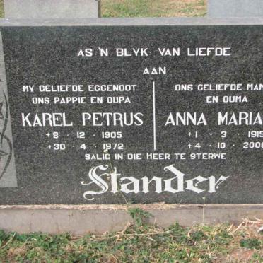 STANDER Karel Petrus 1905-1972 &amp; Anna Maria 1915-2006