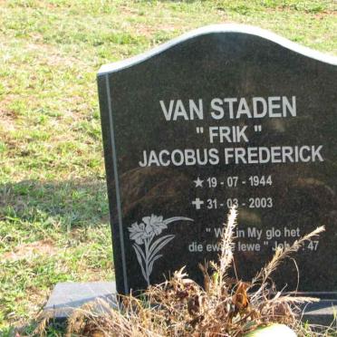 STADEN Jacobus Frederick, van 1944-2003