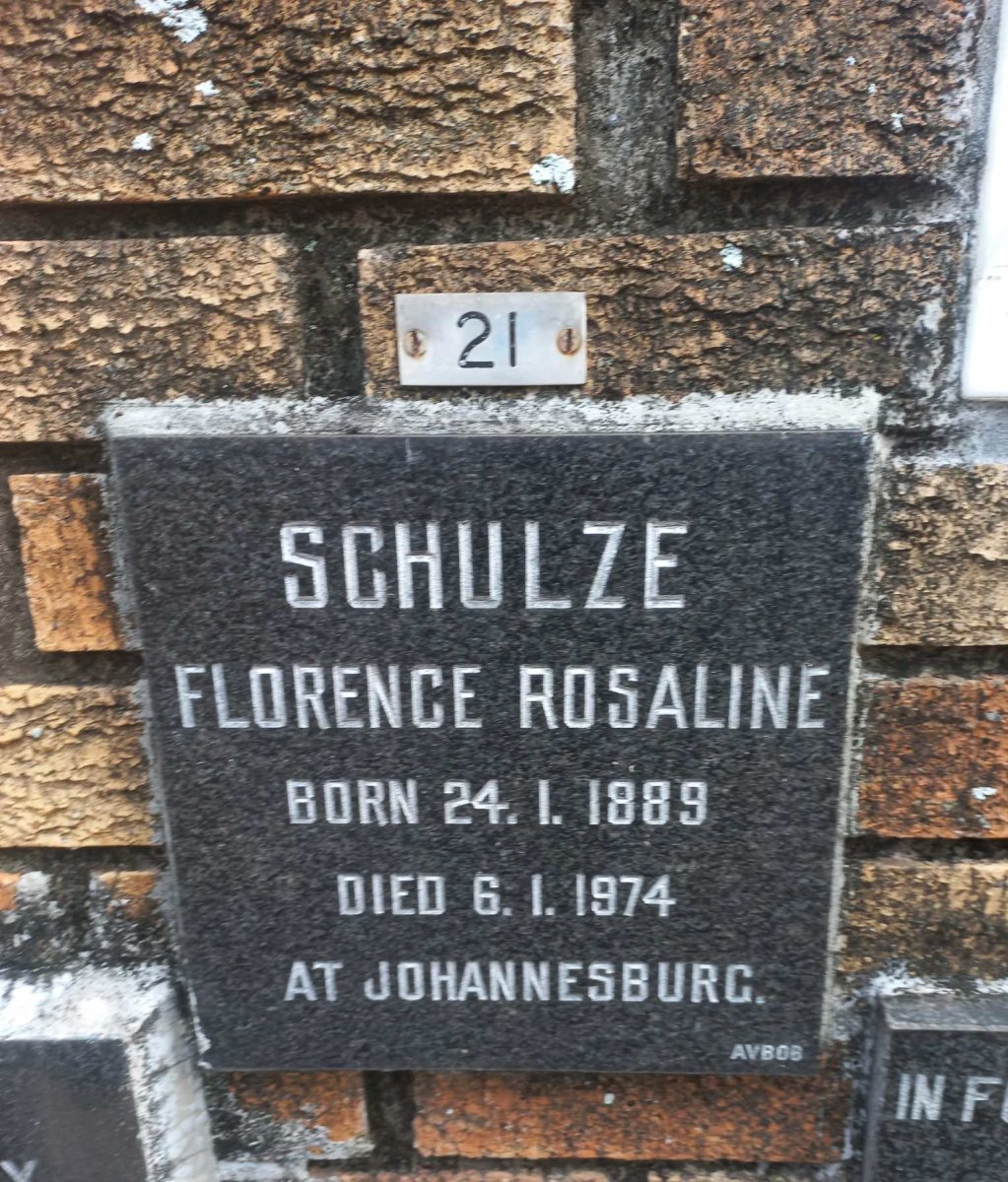 SCHULZE Florence Rosaline 1889-1974