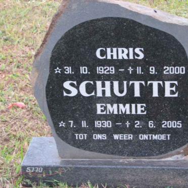 SCHUTTE Chris 1929-2000 &amp; Emmie 1930-2005