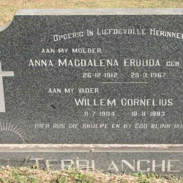 TERBLANCHE Willem Cornelius 1904-1993 &amp; Anna Magdalena Erouda VAN NIEKERK 1912-1967