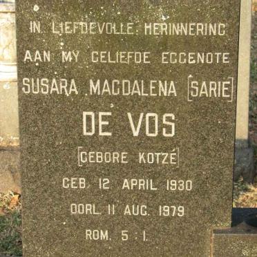 VOS Susara Magdalena, de nee KOTZÉ 1930-1979