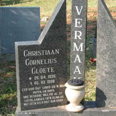 VERMAAK Christiaan Cornelius Cloete 1936-1998