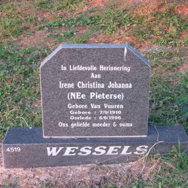 WESSELS Irene Christina Johanna formerly PIETERSE nee VAN VUUREN 1910-1996