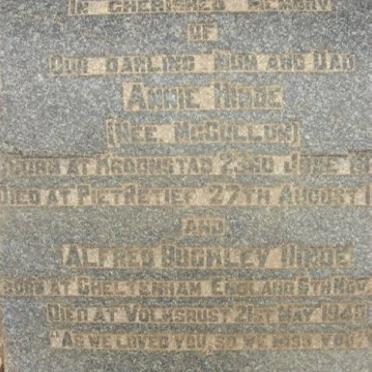 HINDE Alfred Buckley -1940 &amp; Annie McCULLUN  -?