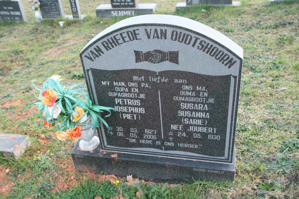 OUDTSHOORN Petrus Josephus, van RHEEDE van 1927-2006 &amp; Susara Susanna JOUBERT 1930-