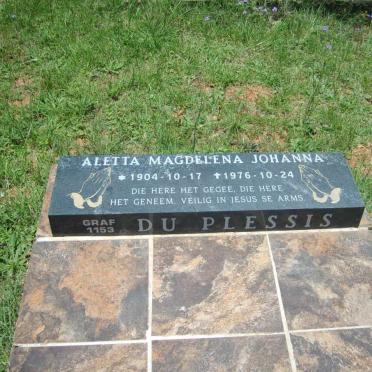 PLESSIS Aletta Magdelena Johanna, du 1904-1976