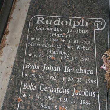 RUDOLPH Gerhardus Jacobus 1944-2013 &amp; Maria Elizabeth WEBER 1951-1992
