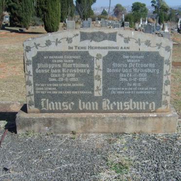 RENSBURG Philippus Marthinus, Janse van 1886-1953 &amp; Maria Petronella 1906-1995