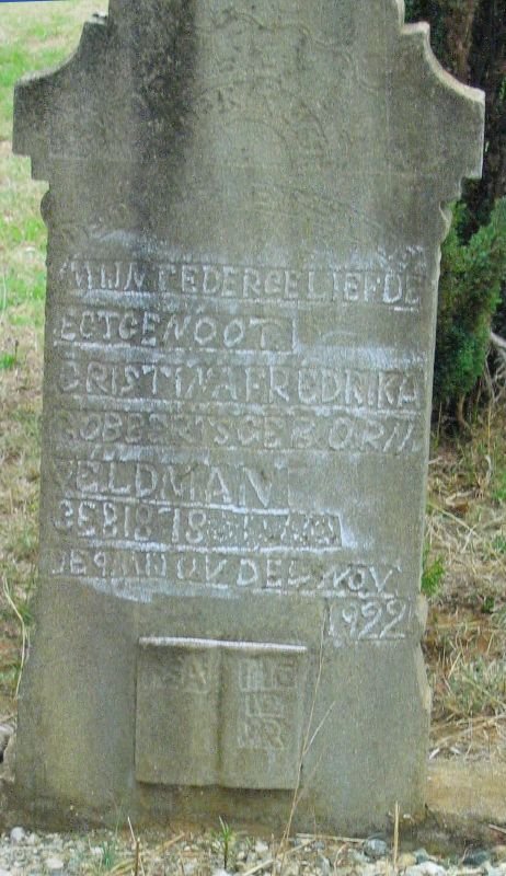 ROBBERTS Cristina Fredrika nee VELDMAN 1878-1922