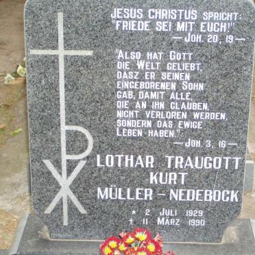 MULLER Lothar Traugott Kurt, Nedebock 1929-1990
