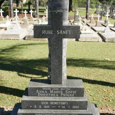 PRIGGE Anna Marie Sophie Dorothea nee REINSTORF 1891-1980