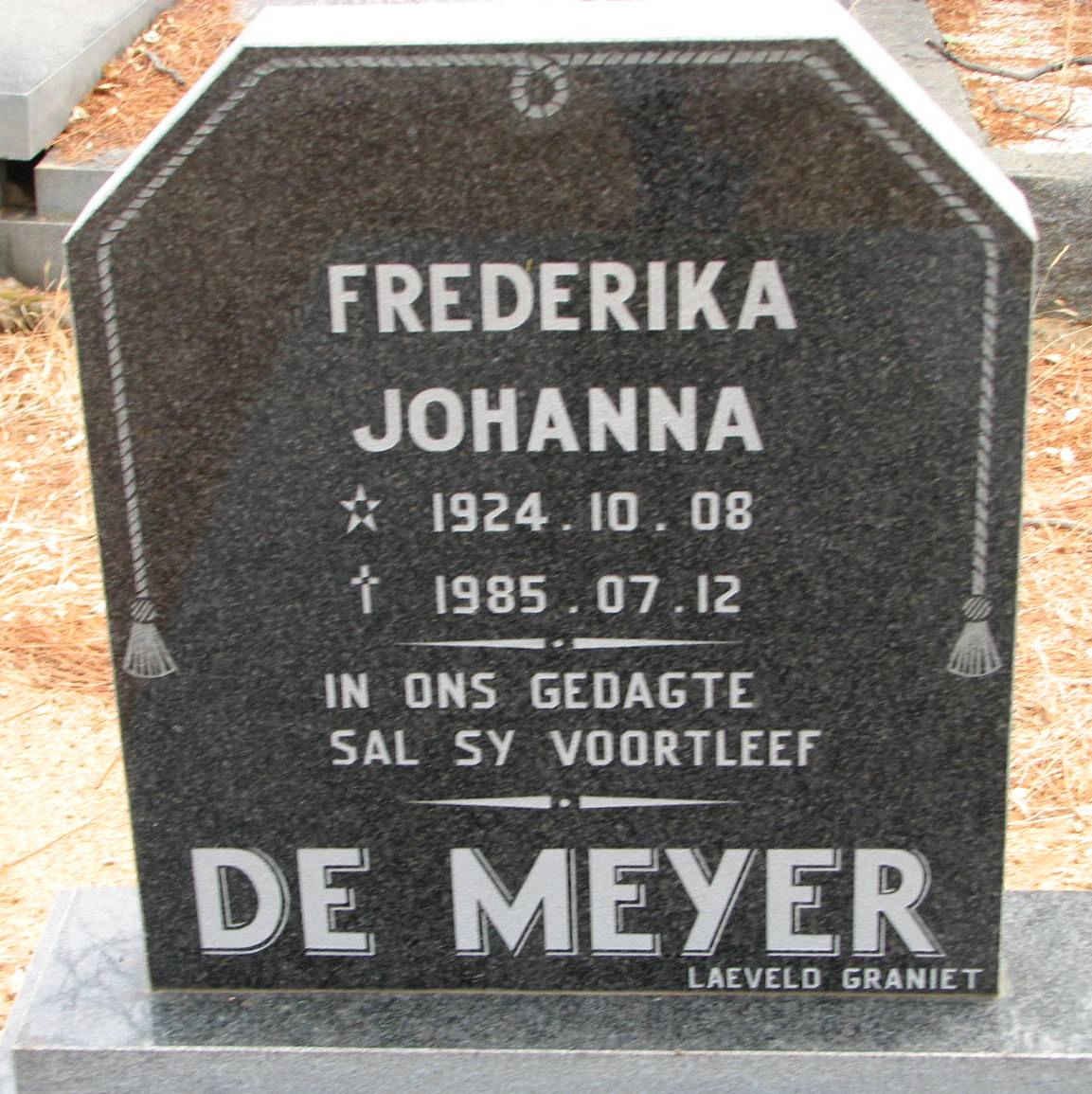 MEYER Frederika Johanna, de 1924-1985