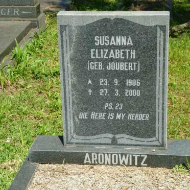 ARONOWITZ Susanna Elizabeth nee JOUBERT 1906-2000