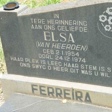 FERREIRA Elsa nee VAN HEERDEN 1954-1974