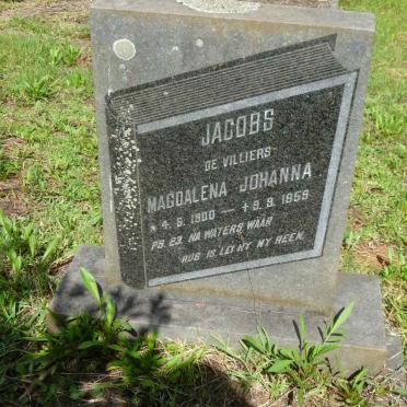 JACOBS Magdalena Johanna nee De VILLIERS 1900-1959