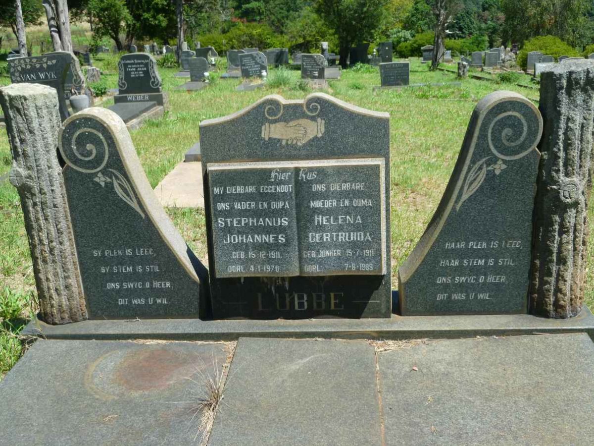 LUBBE Stephanus Johannes 1911-1970 &amp; Helena Gertruida JONKER 1911-1989