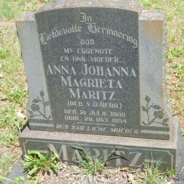 MARITZ Anna Johanna Magrieta nee V.D. BERG 1906-1954