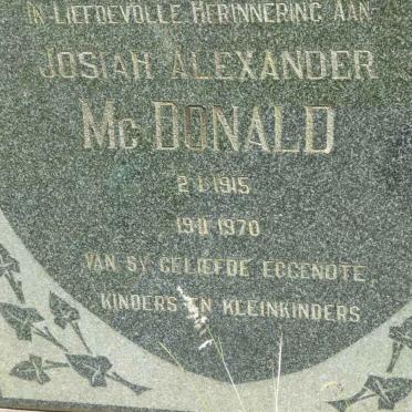 McDONALD Josiah Alexander 1915-1970