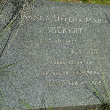 RIEKERT Susanna Helena Maria 1897-1990