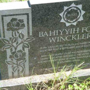 WINCKLER Bahiyyih Ford nee RANDALL 1907-2000