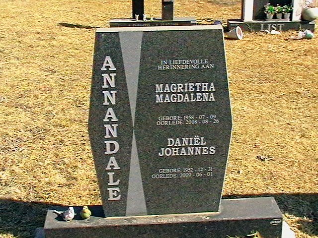 ANNANDALE Daniël Johannes 1952-2009 &amp; Magrietha Magdalena 1958-2008