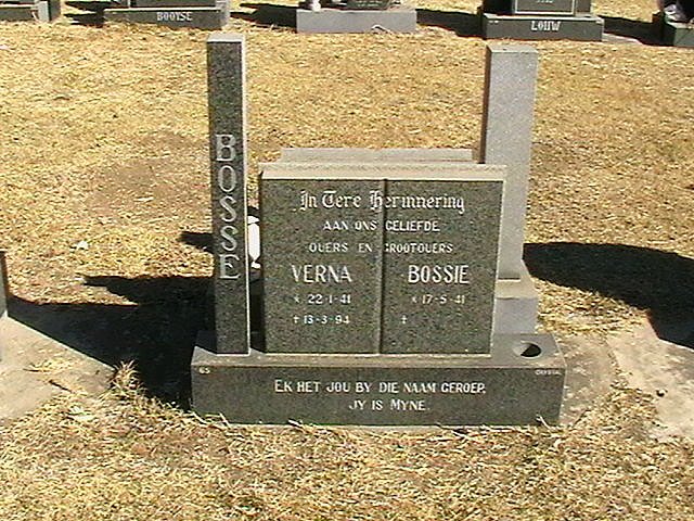 BOSSE Bossie 1941- &amp; Verna 1941-1994