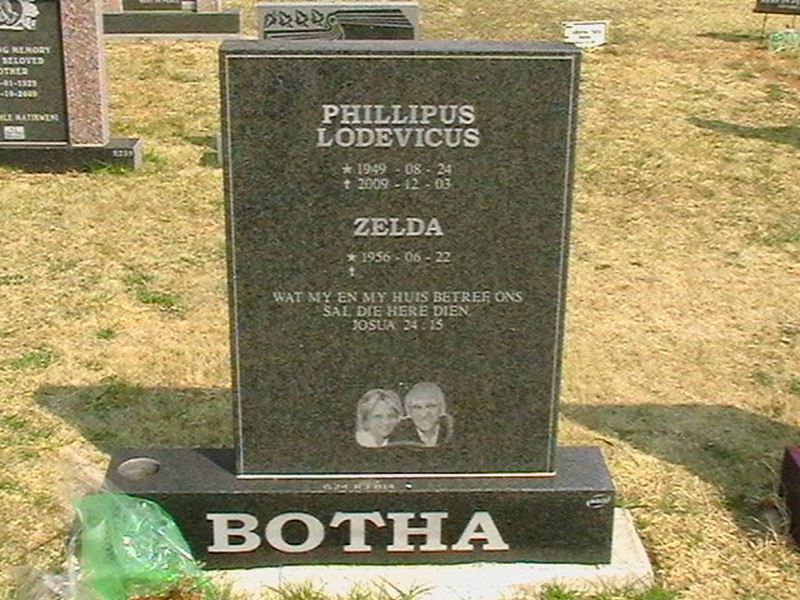 BOTHA Phillipus Lodevicus 1949-2009 &amp; Zelda 1956-