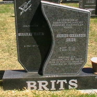 BRITS Andries Gerhardus 1957-2008 &amp; Susarah Maria 1963-