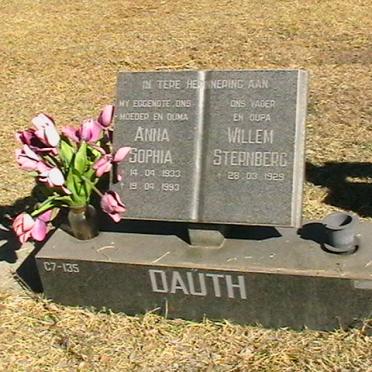 DAUTH Willem Sternberg 1929- &amp; Anna Sophia 1933-1993