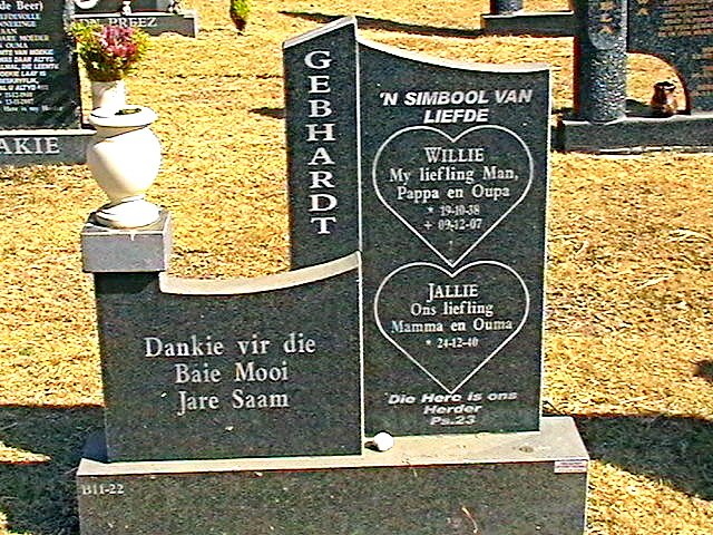 GEBHARDT Willie 1938-2007 &amp; Jallie 1940-