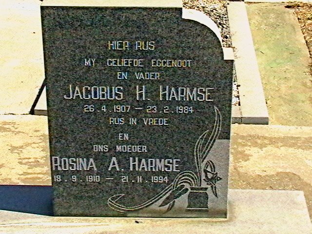 HARMSE Jacobus H. 1907-1984 &amp; Rosina A. 1910-1994