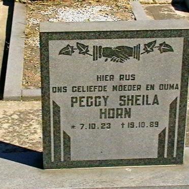 HORN Peggy Sheila 1923-1989