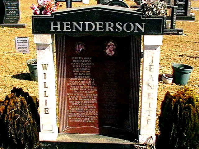 HENDERSON Willie 1946-2009 &amp; Jeanette 1948-2008