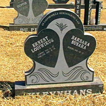 KLEYNHANS Ernest Lodiwikus 1934-2008 &amp; Barbara Susara 1942-
