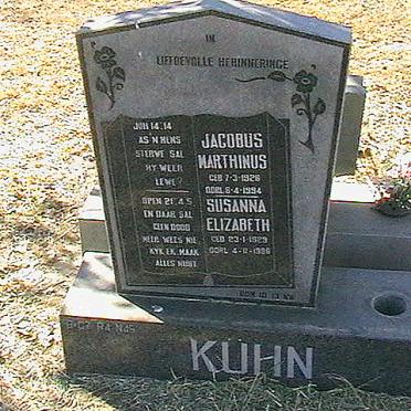 KÜHN Jacobus Marthinus 1928-1994 &amp; Susanna Elizabeth 1923-1999