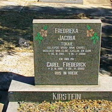 KIRSTEIN Carel Frederick 1918-2002 &amp; Fredrieka Jacoba 1911-1988