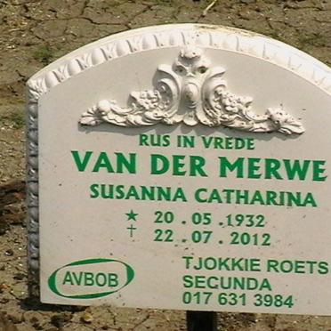 MERWE Susanna Catharina, van der 1932-2012
