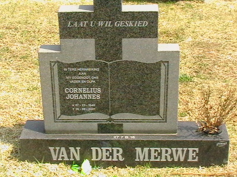 MERWE Cornelius Johannes, van der 1940-2001