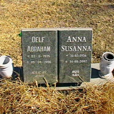 MERWE Oelf Abraham, van der 1935-1996 &amp; Anna Susanna 1936-2007