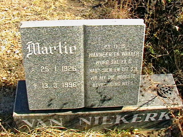NIEKERK Martie, van 1926-1996